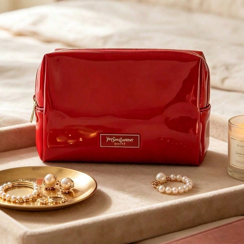 Luxury Bags Ysl - YSL BEAUTE Red Faux Leather Makeup