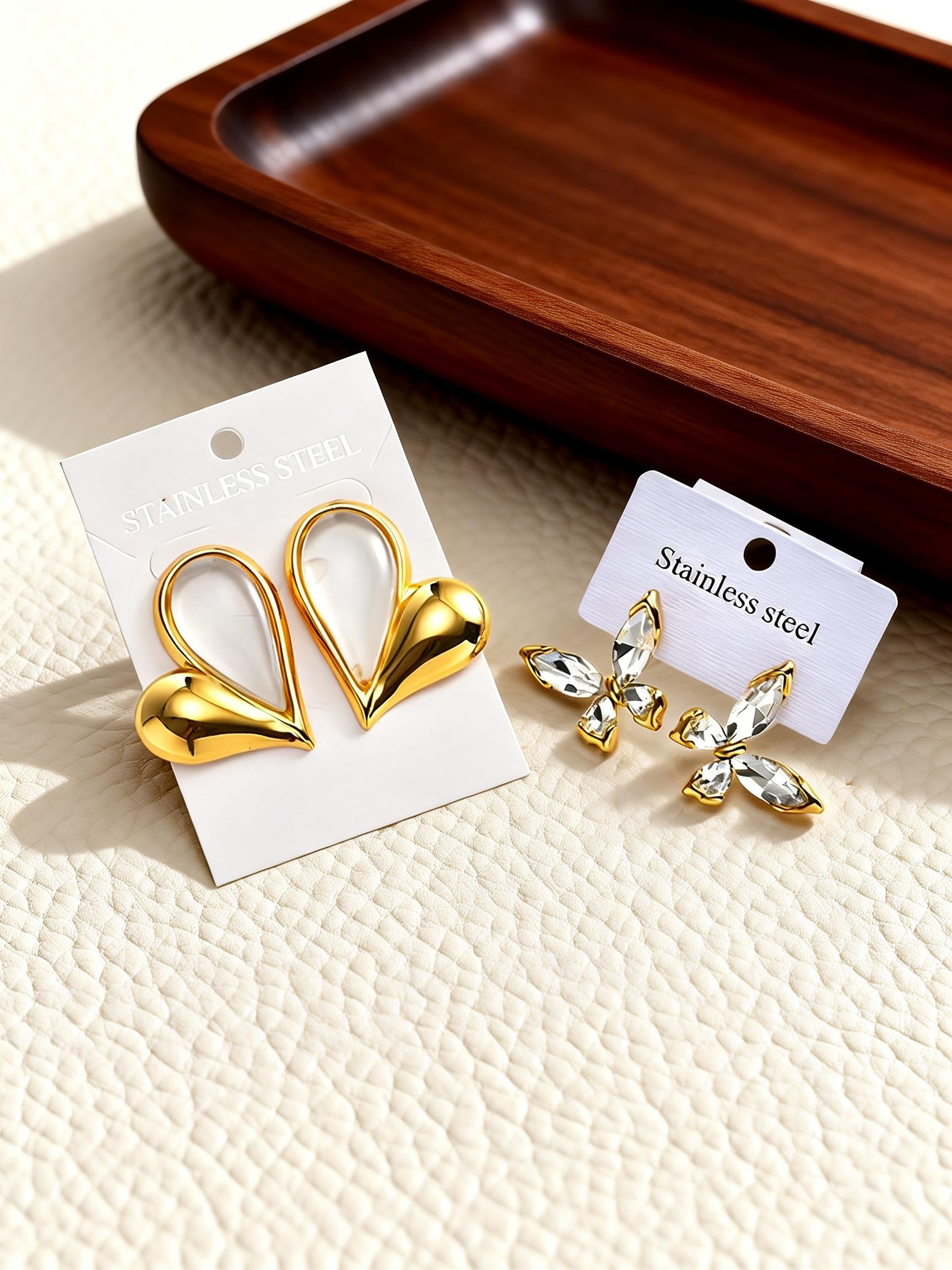 Luxury Bags Cz - Luxury Crystal Butterfly Stud Earrings for