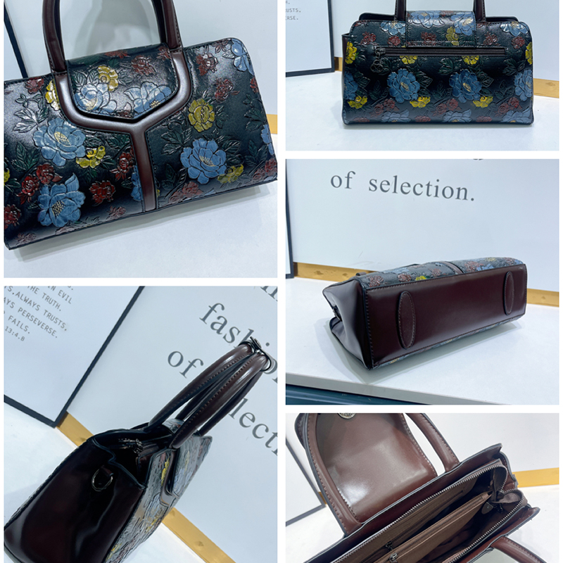 Vintage Floral Embossed Boston - Luxury Bags Vegan Leather recension och pris