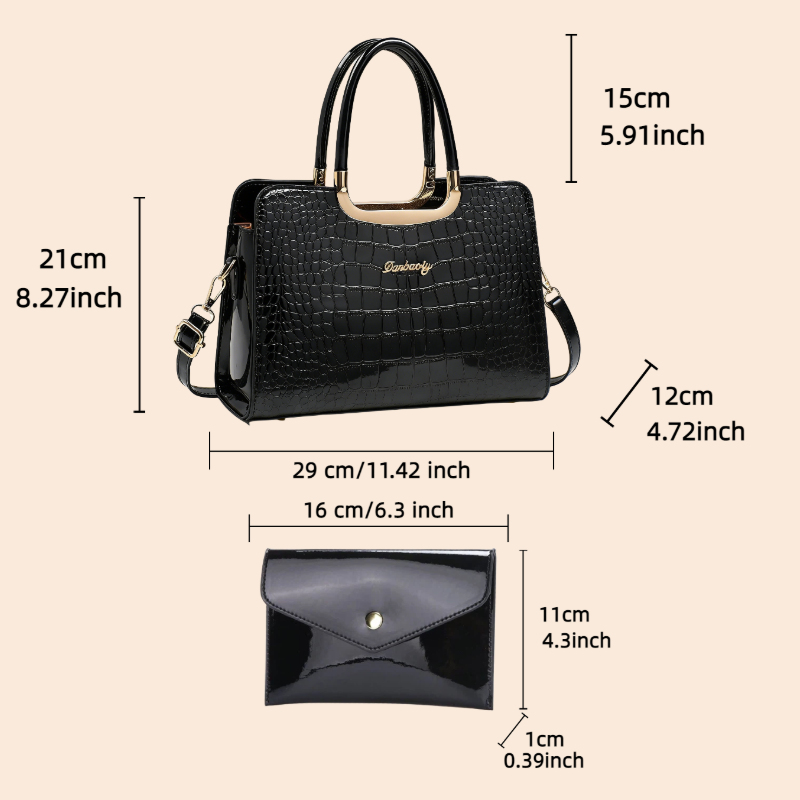 2-piece women's matching bag s - Top Handle Patent Bag recension och pris