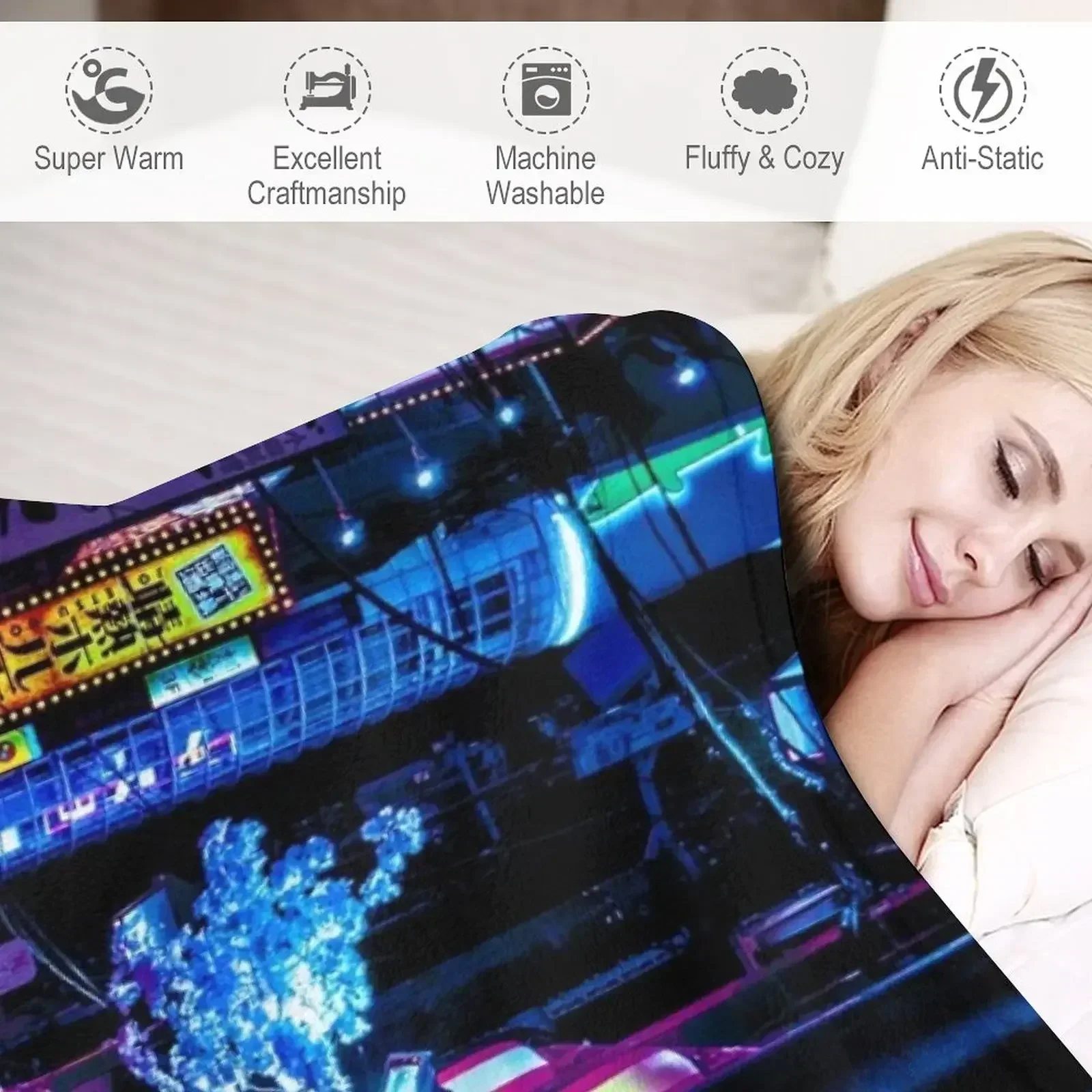 Blue Tokyo Alleys Throw Blanke - Luxury Bags Tokyo recension och pris