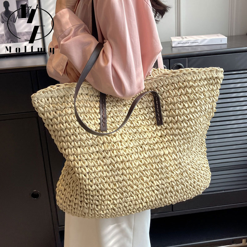 Straw Woven Tote Bags Casual L - Luxury Bags Vendor recension och pris
