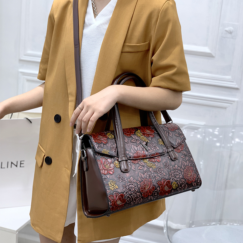 Vintage 3D Embossed Floral Han - Luxury Bags Vegan Leather recension och pris