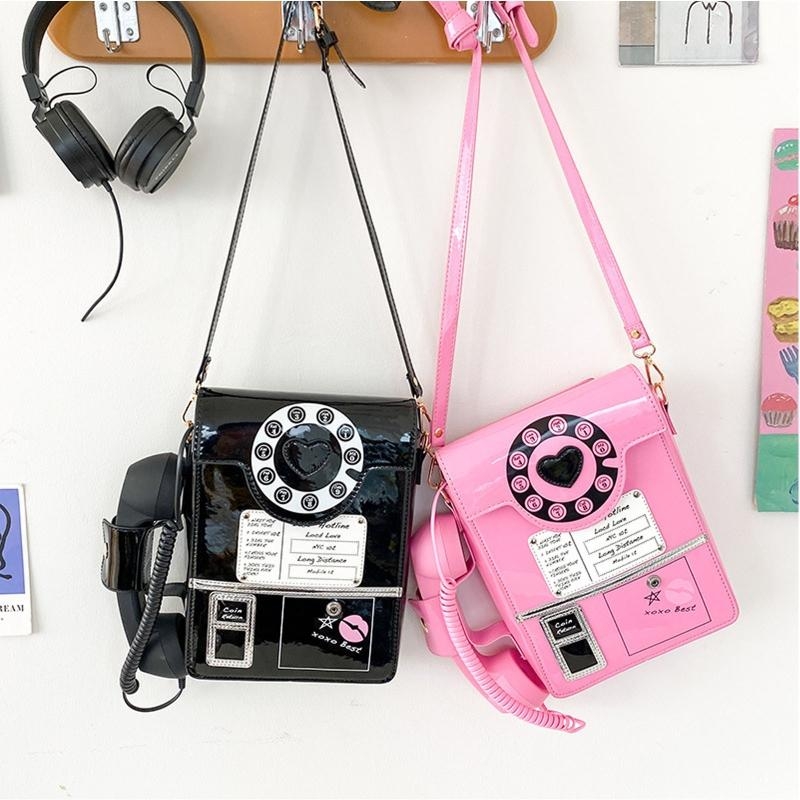 G5AE Women Telephone Shaped Ha - Top Handle Patent Bag recension och pris