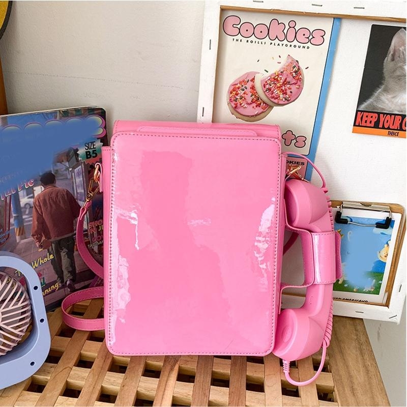 G5AE Women Telephone Shaped Ha - Top Handle Patent Bag recension och pris
