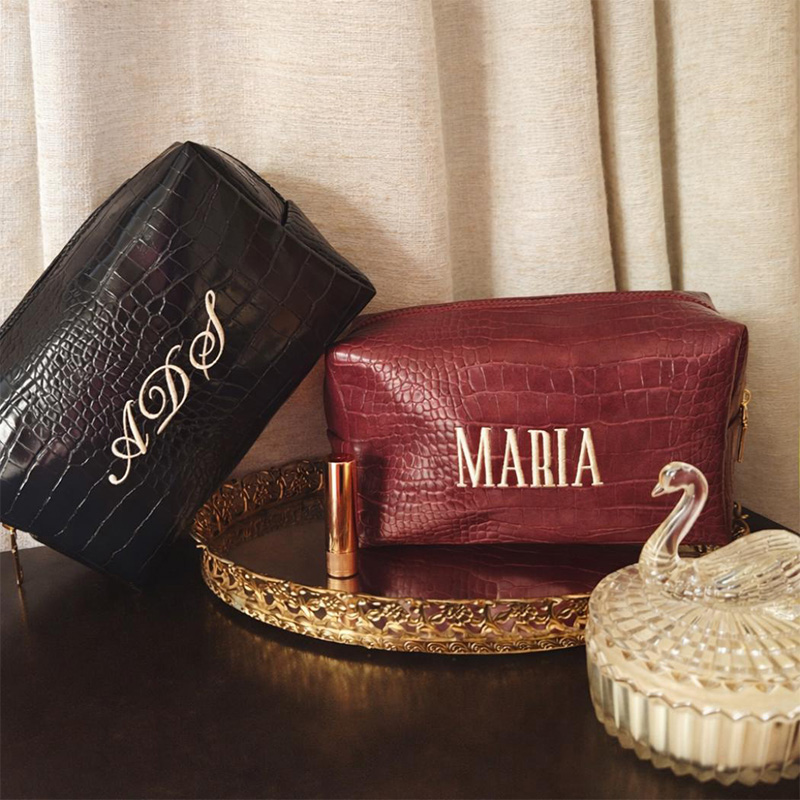 Embroidered Croc Makeup Bag Pe - Luxury Bags Vegan Leather recension och pris