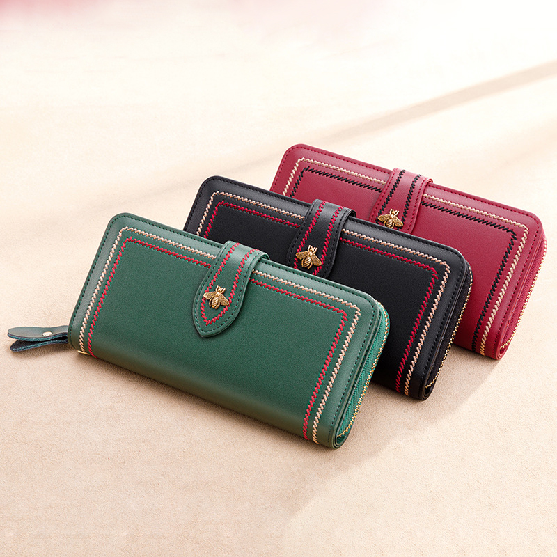 Genuine Leather Wallets Women  - Wristlet Wallet Zipper recension och pris